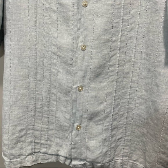 Claiborne 100% Linen Casual Button Down Shirt Light blue  size Large - Picture 3 of 9